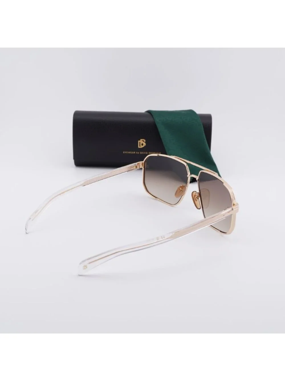 David Beckham DB 7102/S 0LOJ HA Sunglasses Gold Aviator Frame, Brown Lenses